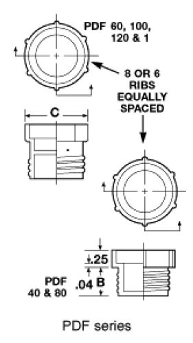 Line Diagram - Threaded Plastic Plugs for Flat-Faced O-Ring Hydraulic Fittings