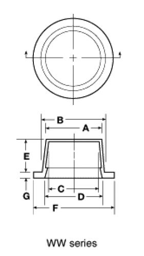 Line Diagram - Tapered Caps & Plugs with Wide, Thick Flanges