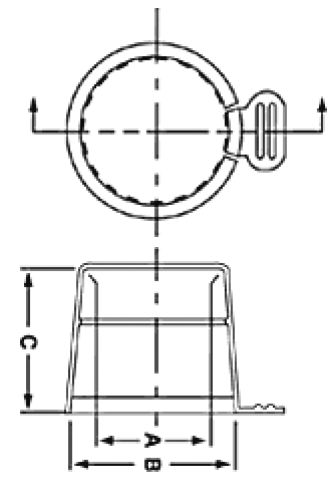 Line Diagram - Tear-Tab Caps for Tapered Metric Threads